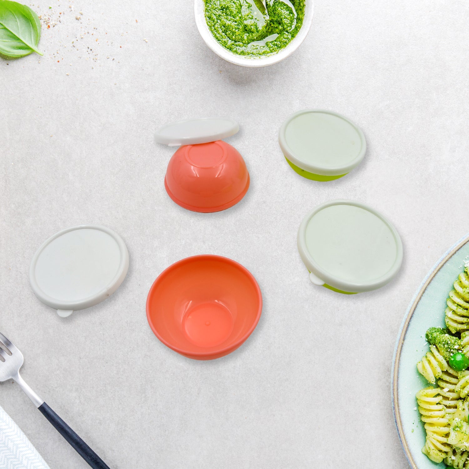 5558 Multipurpose Small Round Plastic Bowl / Katori With Lid, Microwave Safe Reusable Lightweight Bowl, Dishwasher Safe Chutney Bowl (4 Pcs Set) 5558 Multipurpose Small Round Plastic Bowl / Katori With Lid, Microwave Safe Reusable Lightweight Bowl, Dishwasher Safe Chutney Bowl (4 Pcs Set)